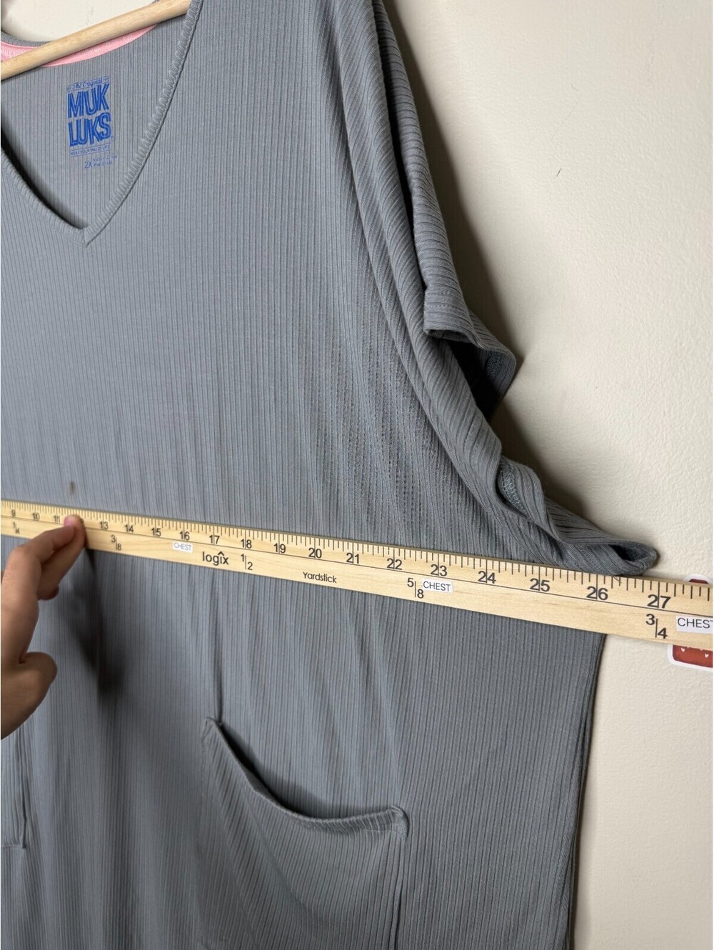 MUK LUKS Butter Knit Short-Sleeve Shift Dress Gray, Size 2X - Picture 9 of 10